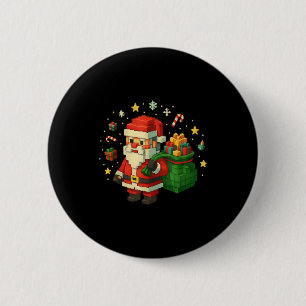 Xel Santa Claus With Retro Gamer Christmas  6 Cm Round Badge