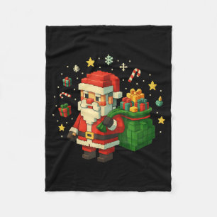 Xel Santa Claus With Retro Gamer Christmas  Fleece Blanket