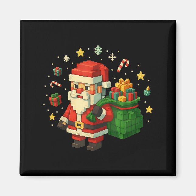 Xel Santa Claus With Retro Gamer Christmas  Magnet (Front)