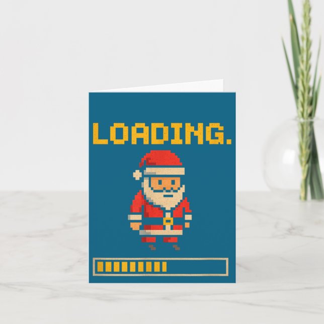 Xel Santa Loading Retro Christmas Gamer Shirt  Card (Front)