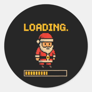 Xel Santa Loading Retro Christmas Gamer Shirt  Classic Round Sticker