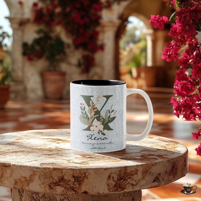 Xena's Noble Heart - Boho Chic Floral Monogram Mug (Creator Uploaded)