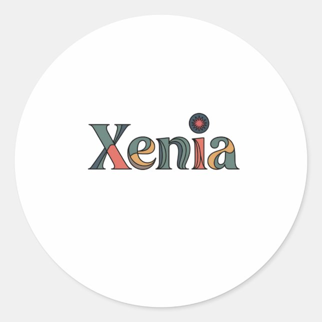 xenia name classic round sticker (Front)
