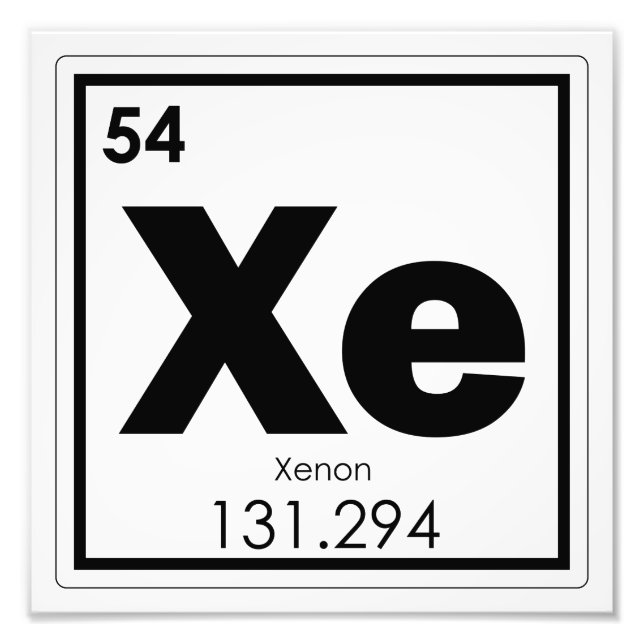 Xenon chemical element symbol chemistry formula ge photo print (Front)