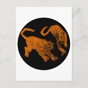 Xian China 2002 Brown Ghost Tigers Black Circle Tr Postcard