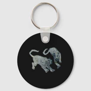 Xian China 2002 Ghost Tigers Black Square Tran Key Ring
