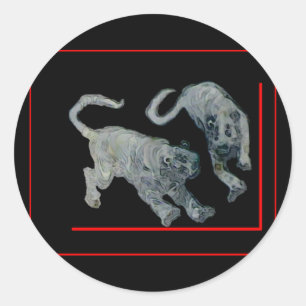 Xian China 2002 Ghost Tigers Red Boarder The MUSEU Classic Round Sticker