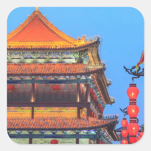 Xi'An City Wall Building Square Sticker (Front)
