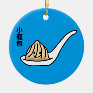 Xiaolongbao Chinese Soup Dumpling Dim Sum Bun Ceramic Tree Decoration