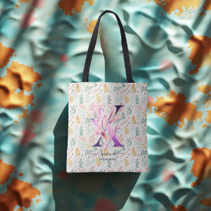 Ximena's Radiant Flourish - Boho Floral Monogram X Tote Bag