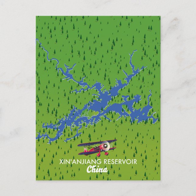 Xin'anjiang Reservoir China map Invitation Postcard (Front)