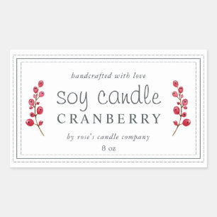 XL Homemade Soy Candle Cranberry Custom Rectangular Sticker