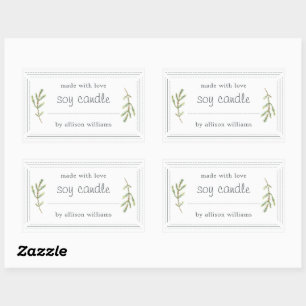 XL Homemade Soy Candle Pine Sprig Write On Rectangular Sticker