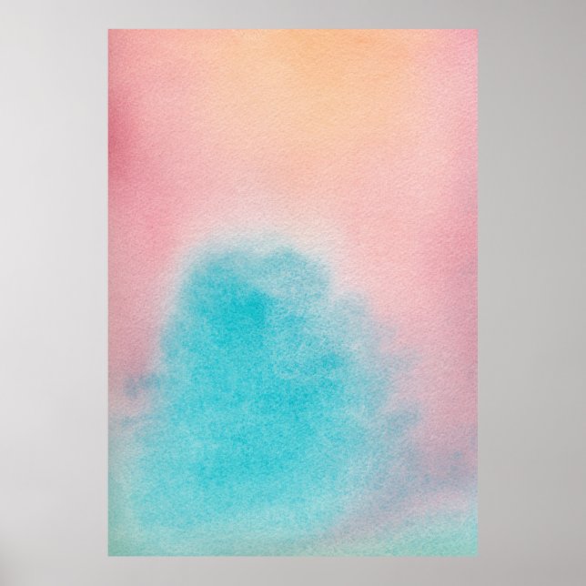 XL Pink Blue Sky Abstract Watercolour Painting Poster (Front)