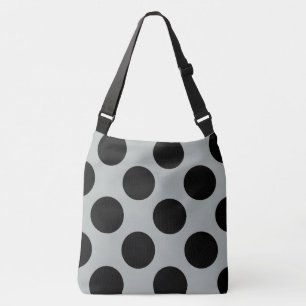 XL Polka Dots Black Storm Grey Fashionable Crossbody Bag