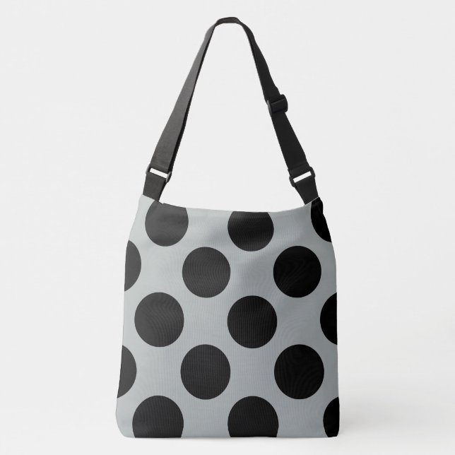 XL Polka Dots Black Storm Grey Fashionable Crossbody Bag (Front)