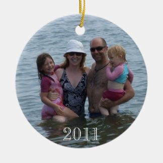 Xmas 2011 Families at the beach Ceramic Ornament