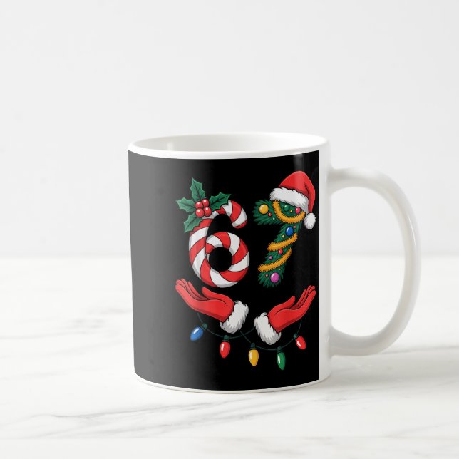 Xmas 67 Hands Gesture Candy Canes Santa Holiday Ki Coffee Mug (Right)