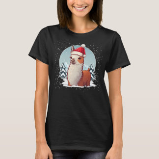 Xmas Alpaca Santa on Christmas Llama T-Shirt