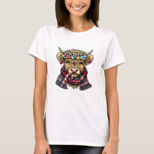 xmas amazing highland cow christmas light _1 T-Shirt