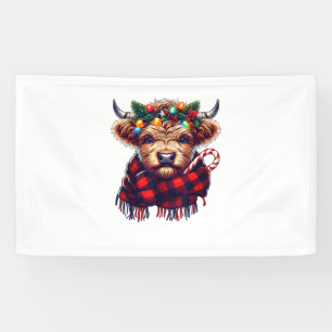 xmas amazing highland cow christmas light banner