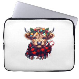 xmas amazing highland cow christmas light  laptop sleeve