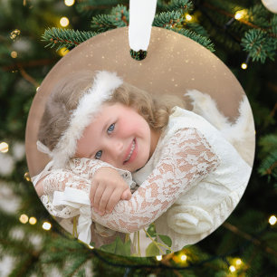 Xmas Angel Light Girl Photo Brown Gold  Ornament