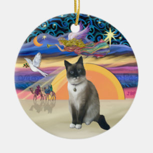 Xmas Angel - Snow Shoe Cat Ceramic Ornament
