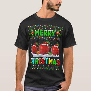 Xmas Apple Fruit Lighting Santa Hat Merry Christma T-Shirt