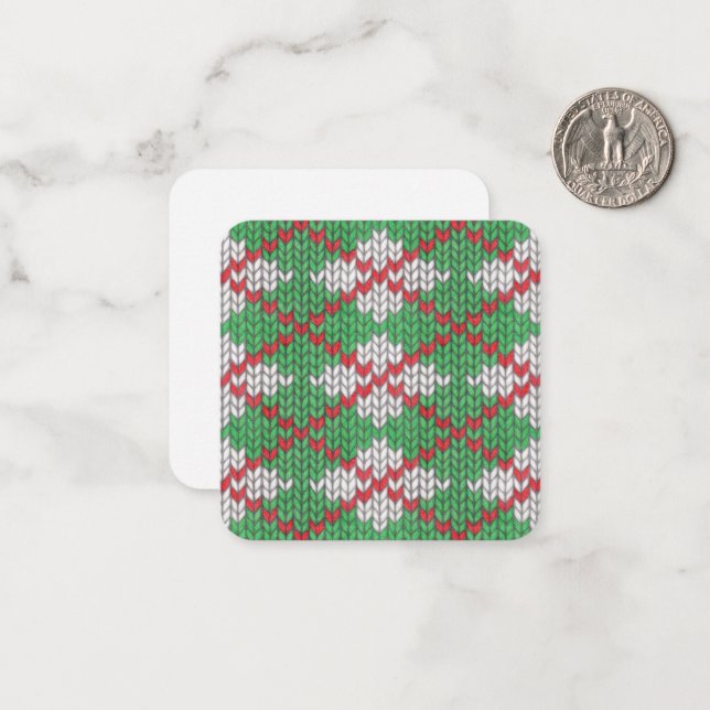 XMAS ARGYLE KNIT 2.5x2.5 Flat Note Card  (Front/Back In Situ)