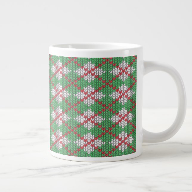 XMAS ARGYLE KNIT Big White Mug (Right)