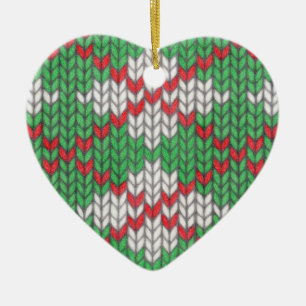 XMAS ARGYLE KNIT Ceramic Heart Ornament