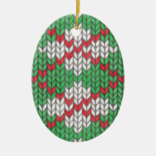 XMAS ARGYLE KNIT Ceramic Oval Ornament