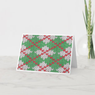 XMAS ARGYLE KNIT Christmas Card / Horizontal