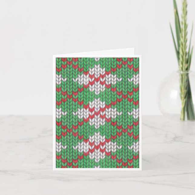 XMAS ARGYLE KNIT Christmas Note Card / Vertical (Front)