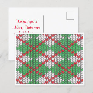 XMAS ARGYLE KNIT Christmas Postcard / Horizontal