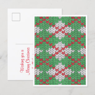 XMAS ARGYLE KNIT Christmas Postcard / Vertical