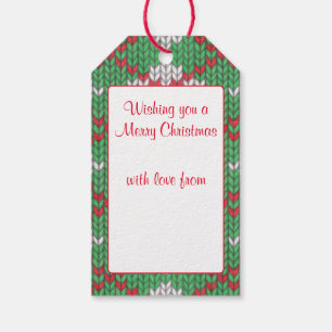 XMAS ARGYLE KNIT Gift Tags / Vertical