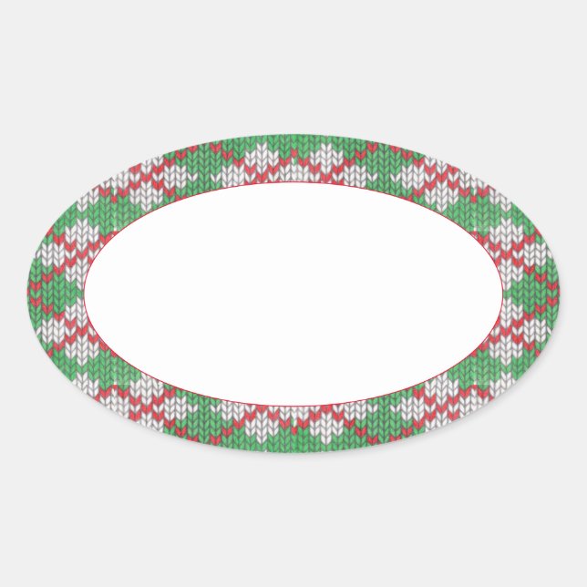 XMAS ARGYLE KNIT Oval Matte Stickers (Front)