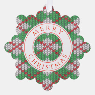 XMAS ARGYLE KNIT Snowflake Paper Ornament