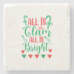 Xmas Art All Is Bright Stone Coaster