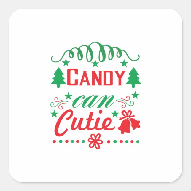 Xmas Art Candy Can Cutie Square Sticker (Front)