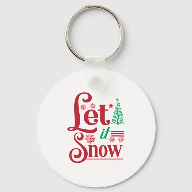 Xmas Art Let Is Snow Key Ring (Front)