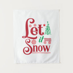 Xmas Art Let Is Snow Tapestry
