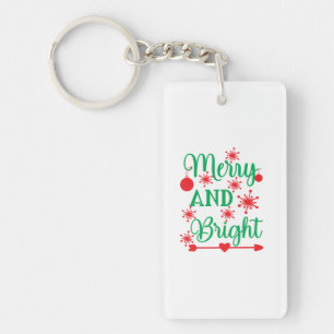 Xmas Art Merry And Bright Key Ring