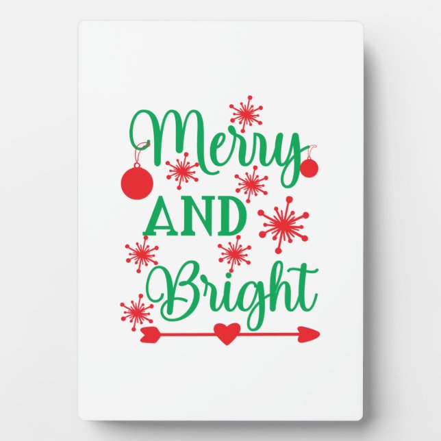 Xmas Art Merry And Bright Plaque (Front)