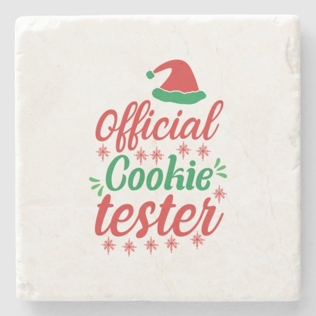 Xmas Art Official Cookie Tester Stone Coaster (Front)