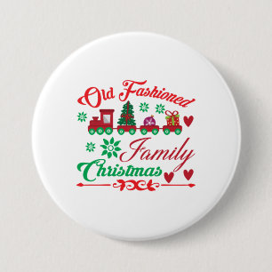Xmas Art Old Fashioned Family Christmas 7.5 Cm Round Badge