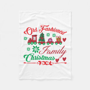 Xmas Art Old Fashioned Family Christmas Fleece Blanket