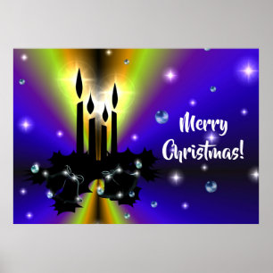 Xmas Artdeco on Purple Yellow Rainbow Poster